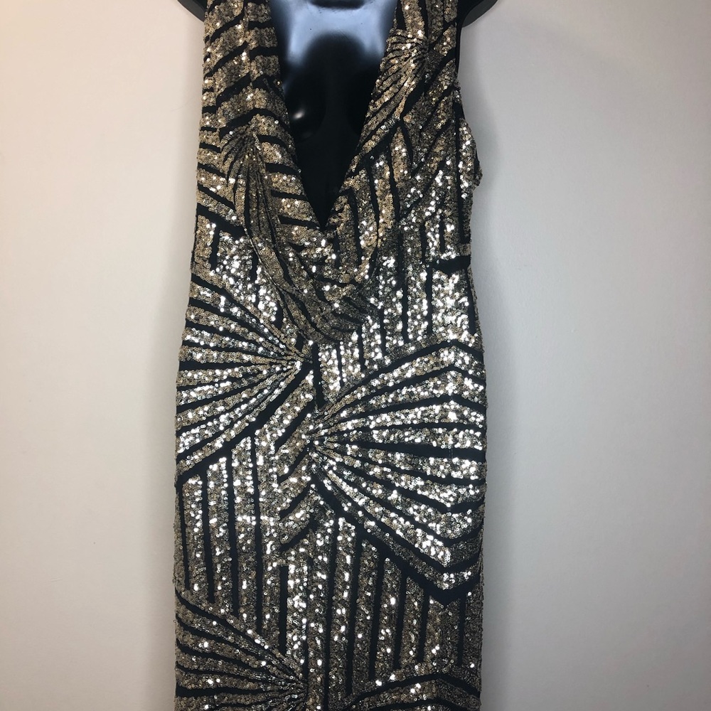 Gold and Black Sequin Gown - Picture 5 of 7